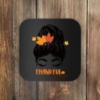 Thankful Mama Messy Bun Autumn Coaster thumb 0