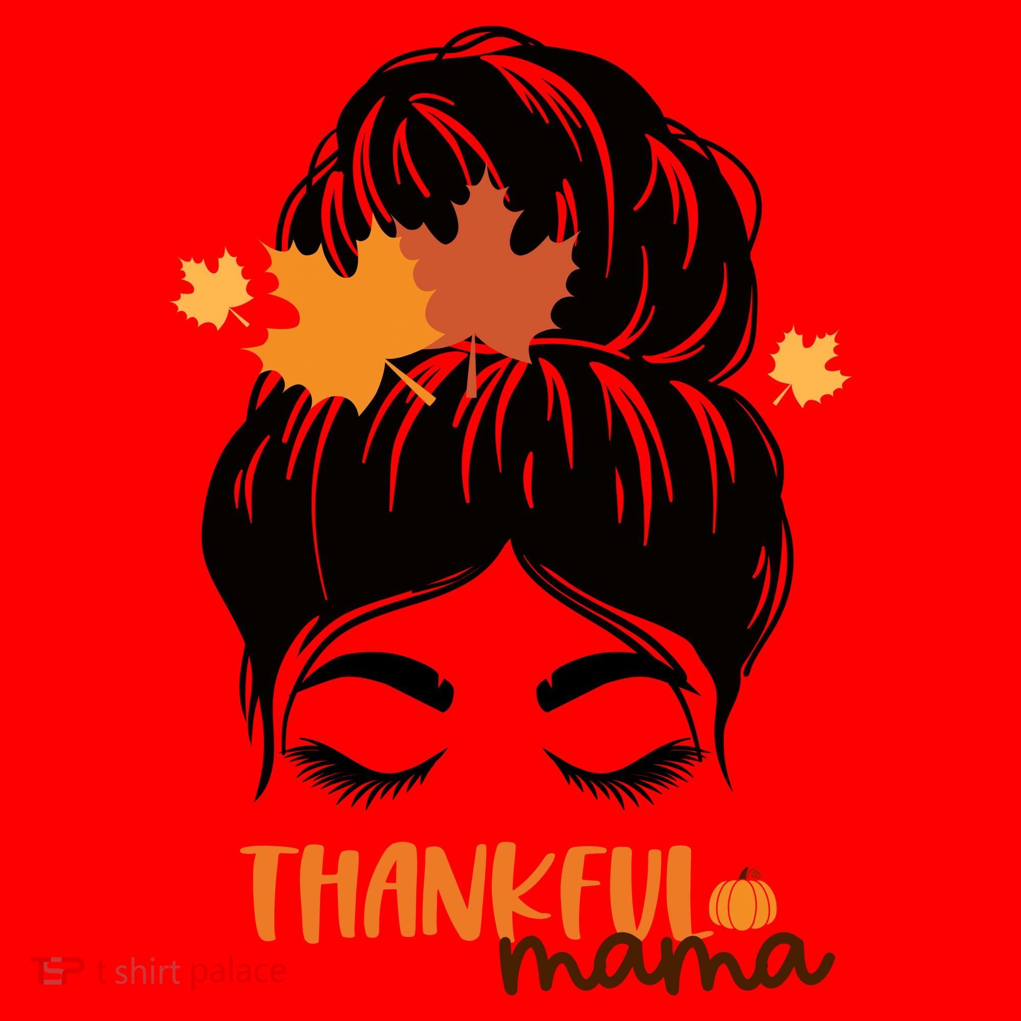 Thankful Mama Messy Bun Autumn Santa Hat