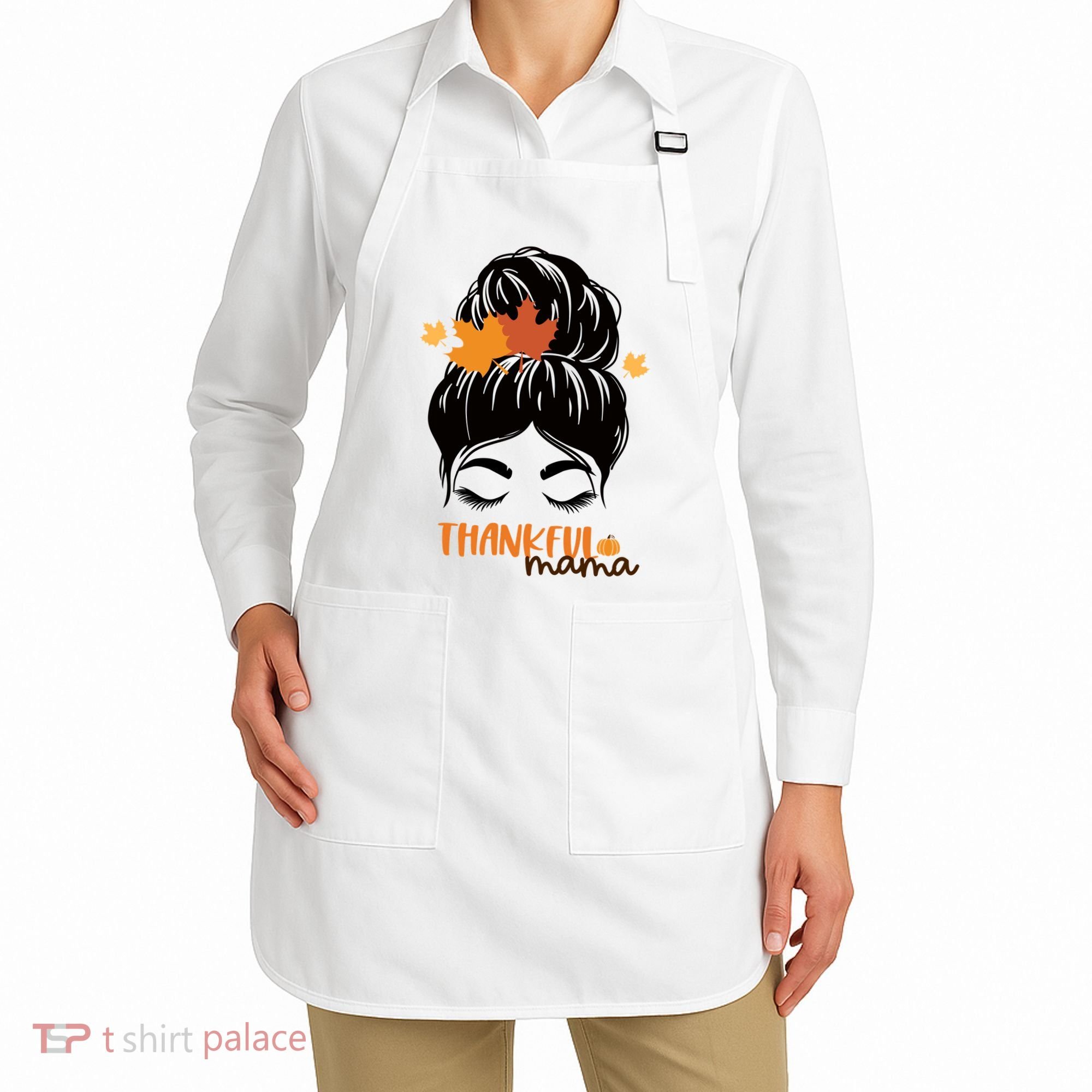 Thankful Mama Messy Bun Autumn Apron