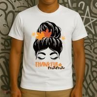 Thankful Mama Messy Bun Autumn T-Shirt thumb 3
