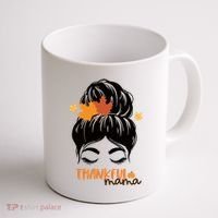 Thankful Mama Messy Bun Autumn Coffee Mug thumb 1