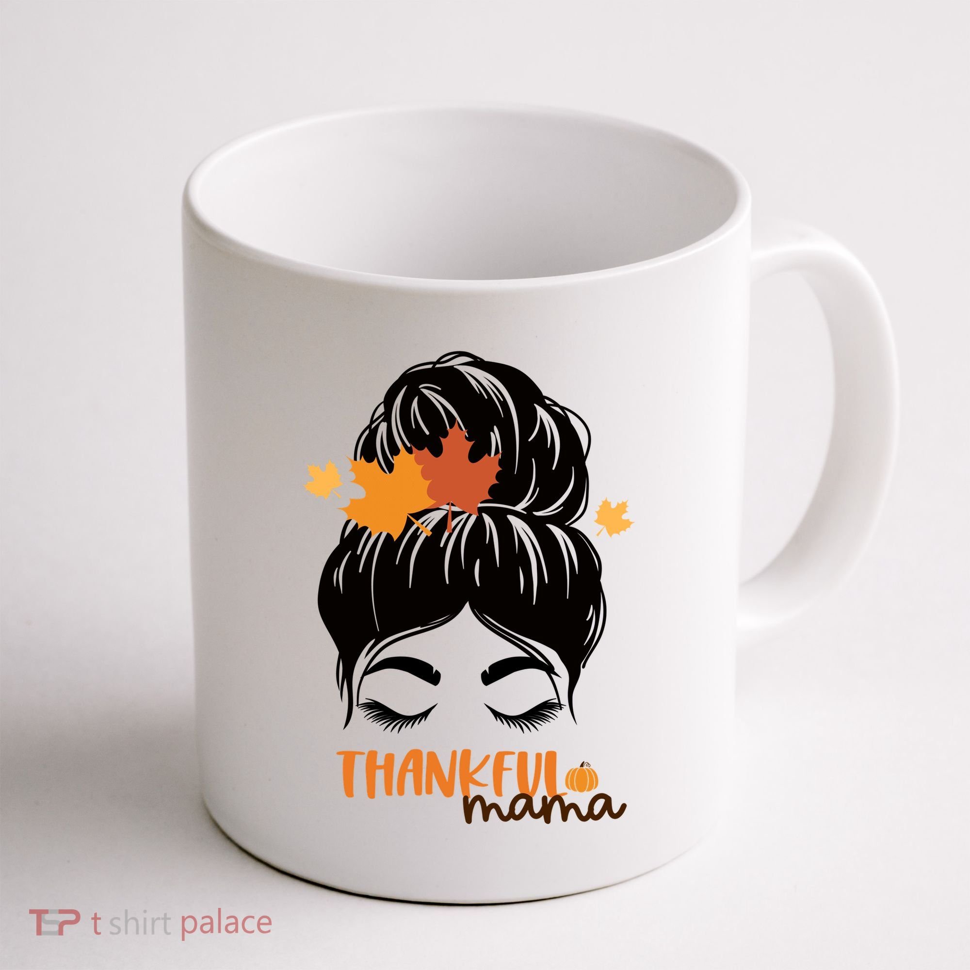 Thankful Mama Messy Bun Autumn Coffee Mug