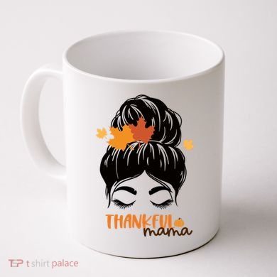 Thankful Mama Messy Bun Autumn Coffee Mug