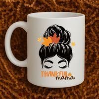 Thankful Mama Messy Bun Autumn Coffee Mug thumb 2