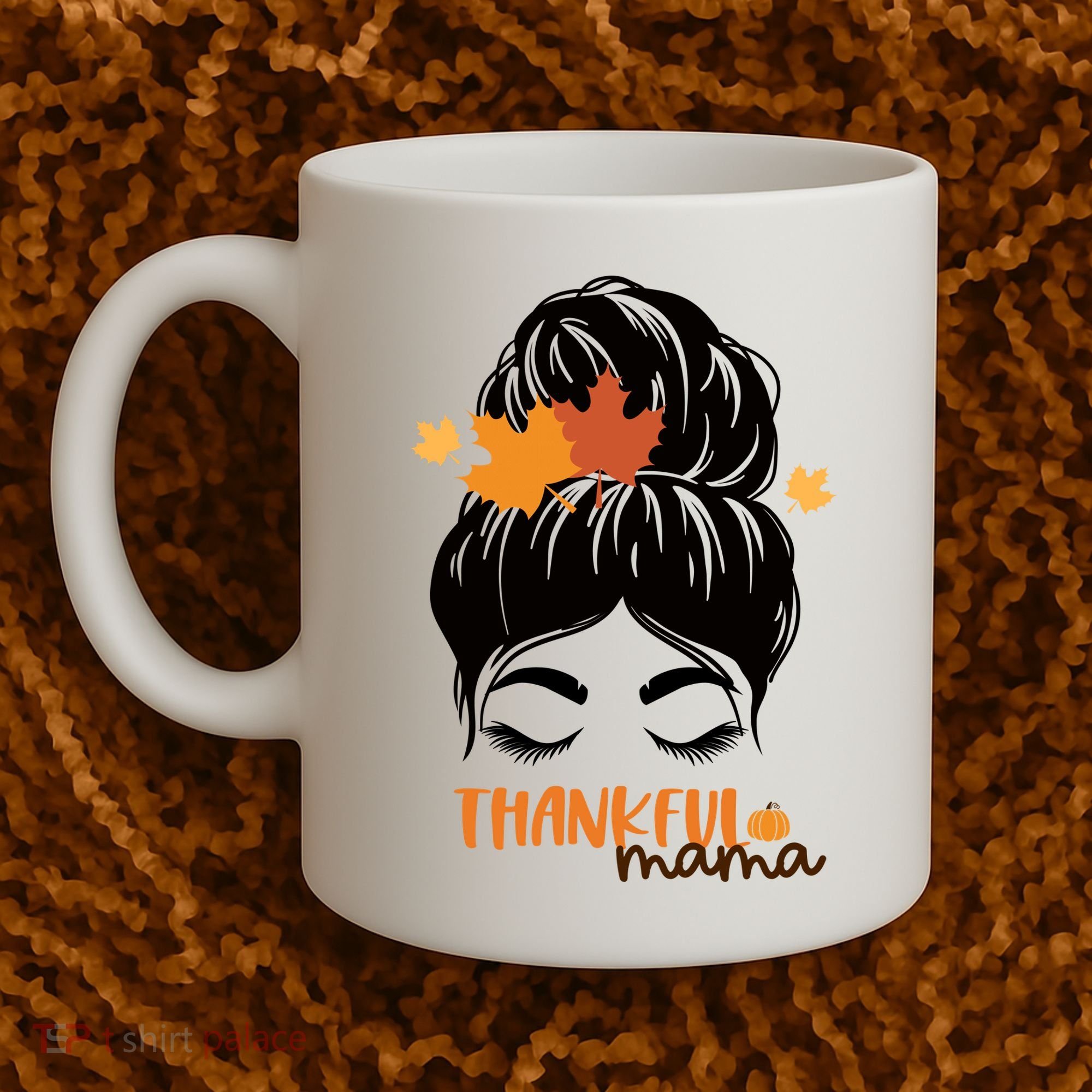 Thankful Mama Messy Bun Autumn Coffee Mug
