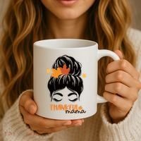 Thankful Mama Messy Bun Autumn Coffee Mug thumb 3