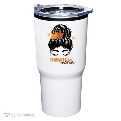 Thankful Mama Messy Bun Autumn Tumbler