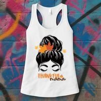 Thankful Mama Messy Bun Autumn Women's Tank Top thumb 3
