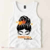 Thankful Mama Messy Bun Autumn Tank Top thumb 2