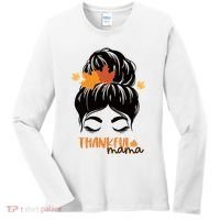 Thankful Mama Messy Bun Autumn Women's Long Sleeve Shirt thumb 0