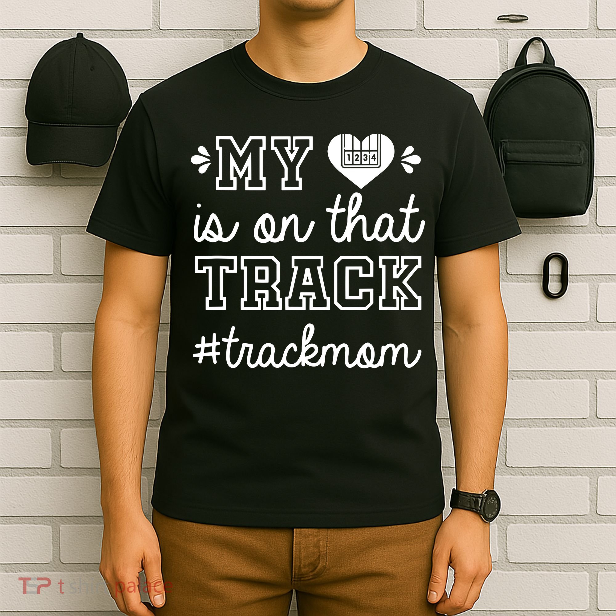 Track Mom My Heart Is On That Track Runner Running Mama T-Shirt