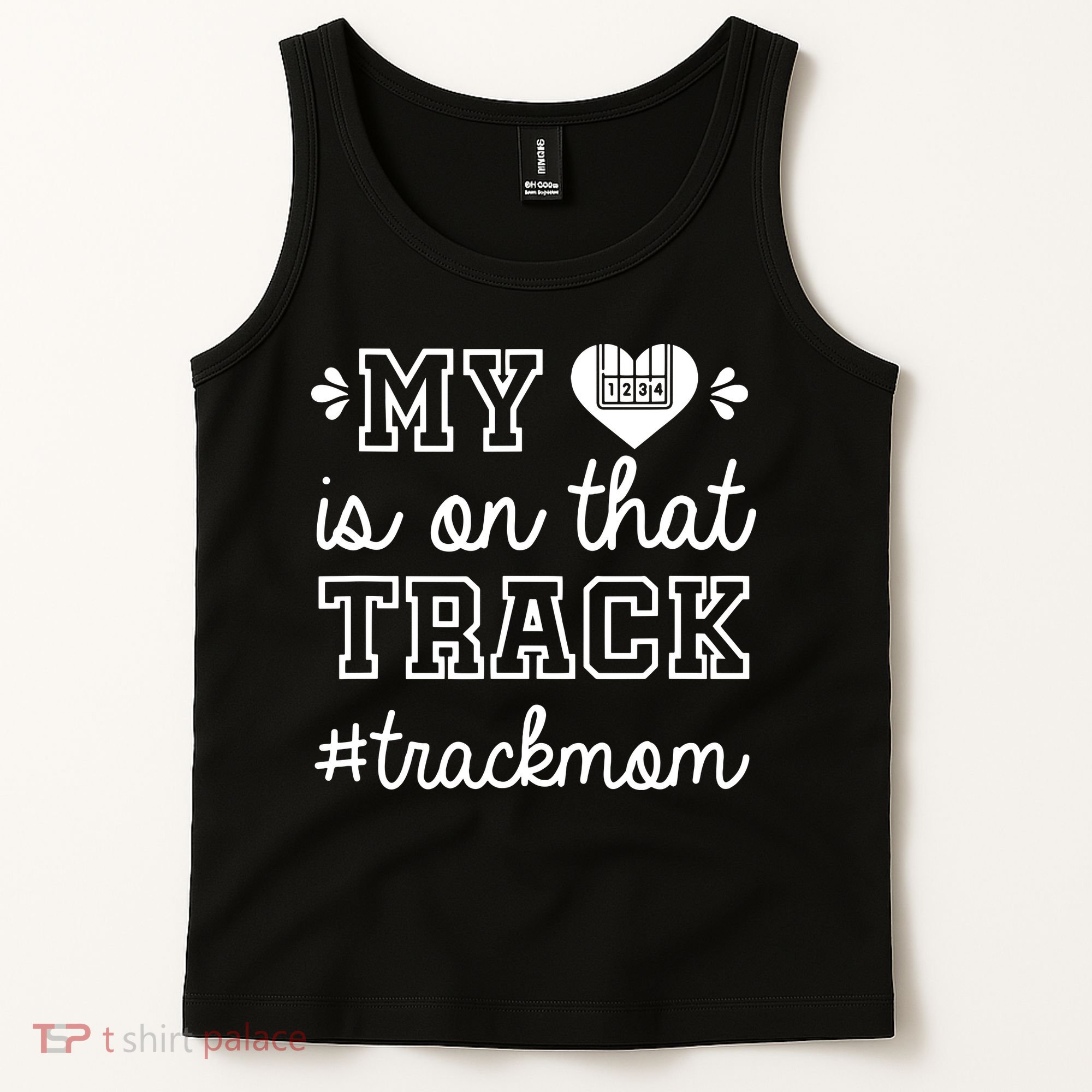 Track Mom My Heart Is On That Track Runner Running Mama Tank Top