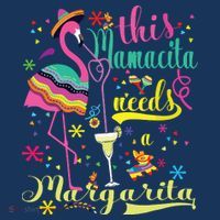 This Mamacita Needs A Margarita Cinco De Mayo Pink Flamingo USA-Made Doggie Bandana thumb 2