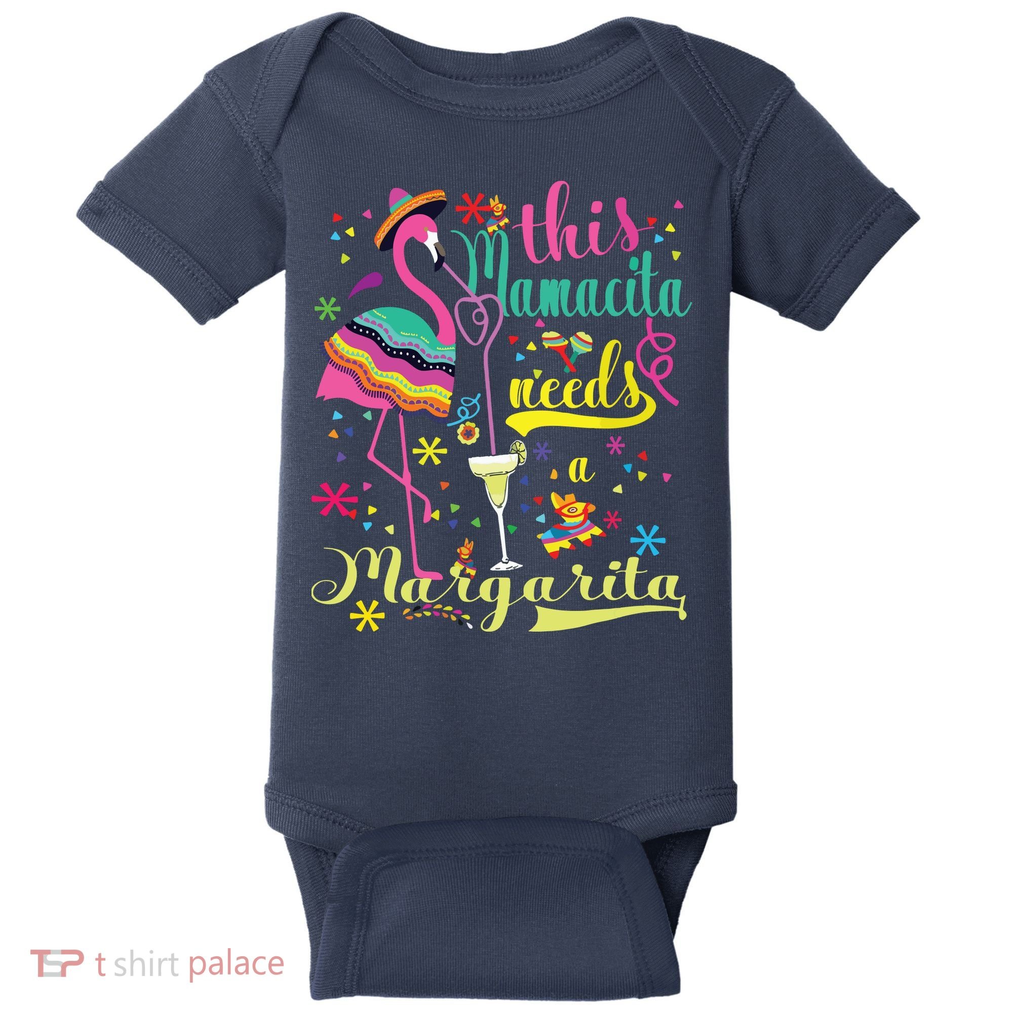 This Mamacita Needs A Margarita Cinco De Mayo Pink Flamingo Baby Bodysuit