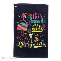 This Mamacita Needs A Margarita Cinco De Mayo Pink Flamingo Golf Towel thumb 0