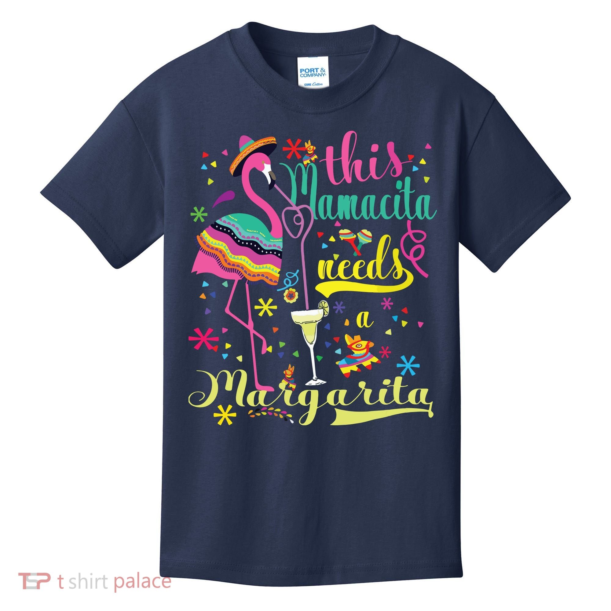 This Mamacita Needs A Margarita Cinco De Mayo Pink Flamingo Kids T-Shirt