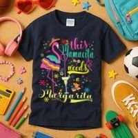This Mamacita Needs A Margarita Cinco De Mayo Pink Flamingo Kids T-Shirt thumb 3