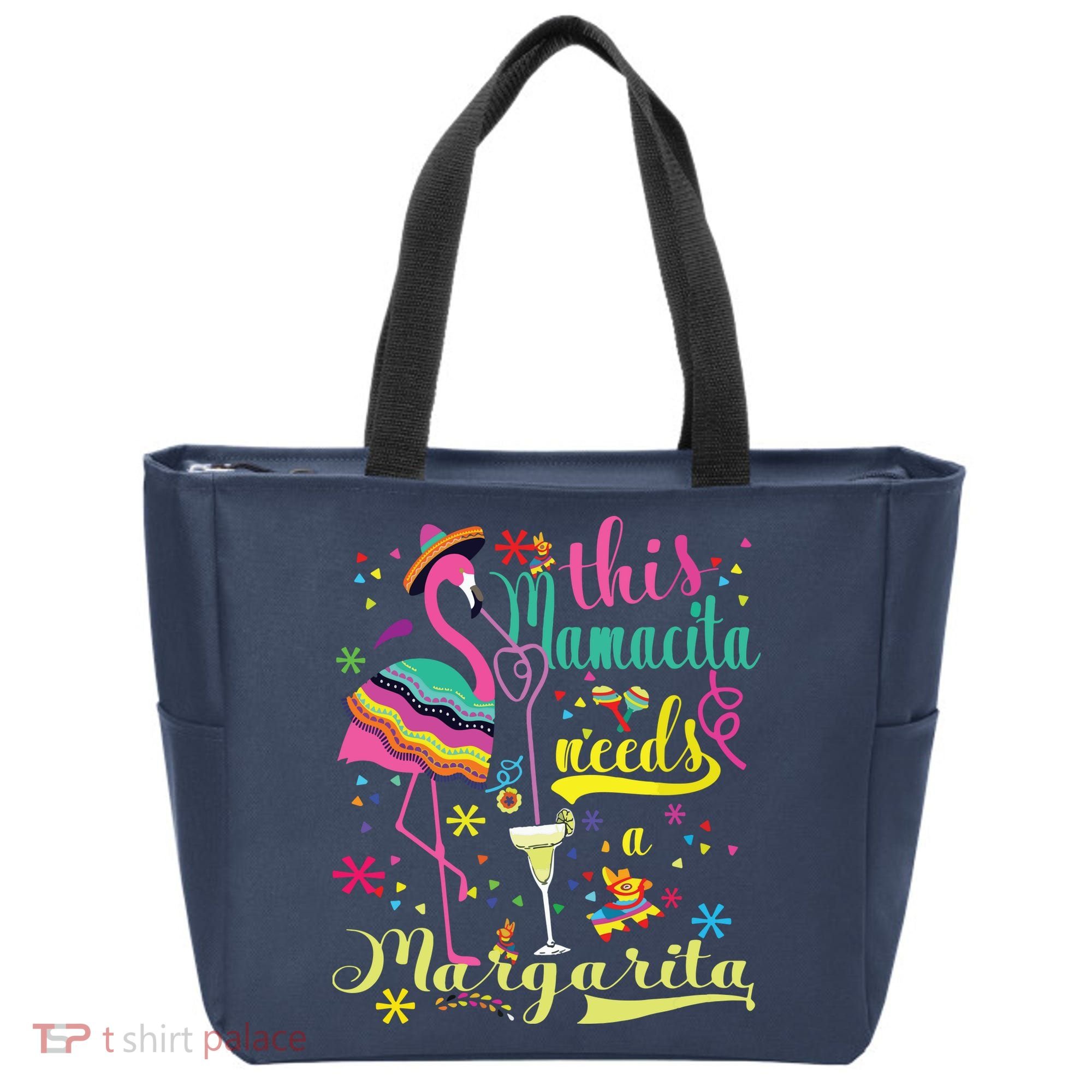 This Mamacita Needs A Margarita Cinco De Mayo Pink Flamingo Tote Bag