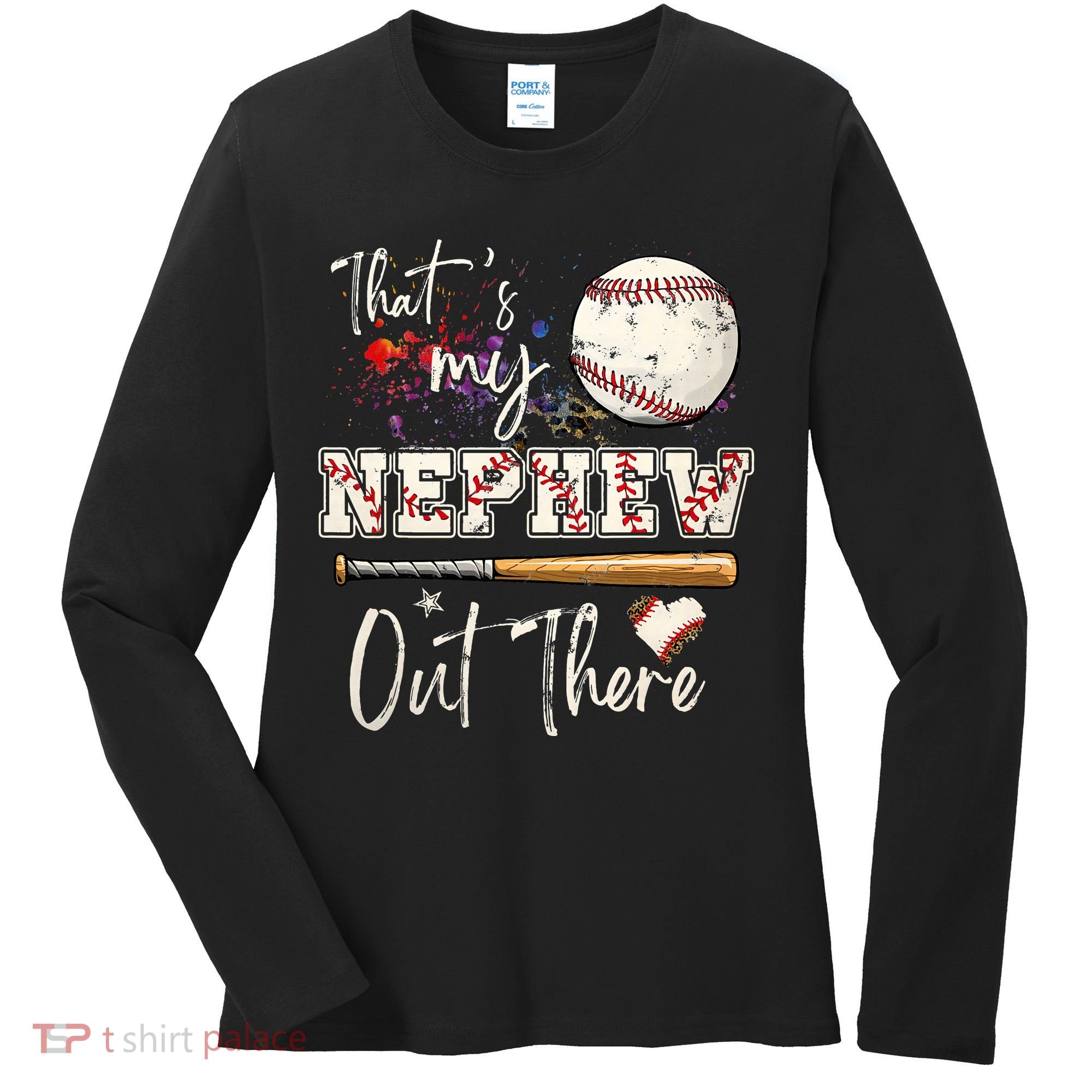 That's My Nephew Out There Baseball Aunt for Mothers Day Women's Long Sleeve Shirt