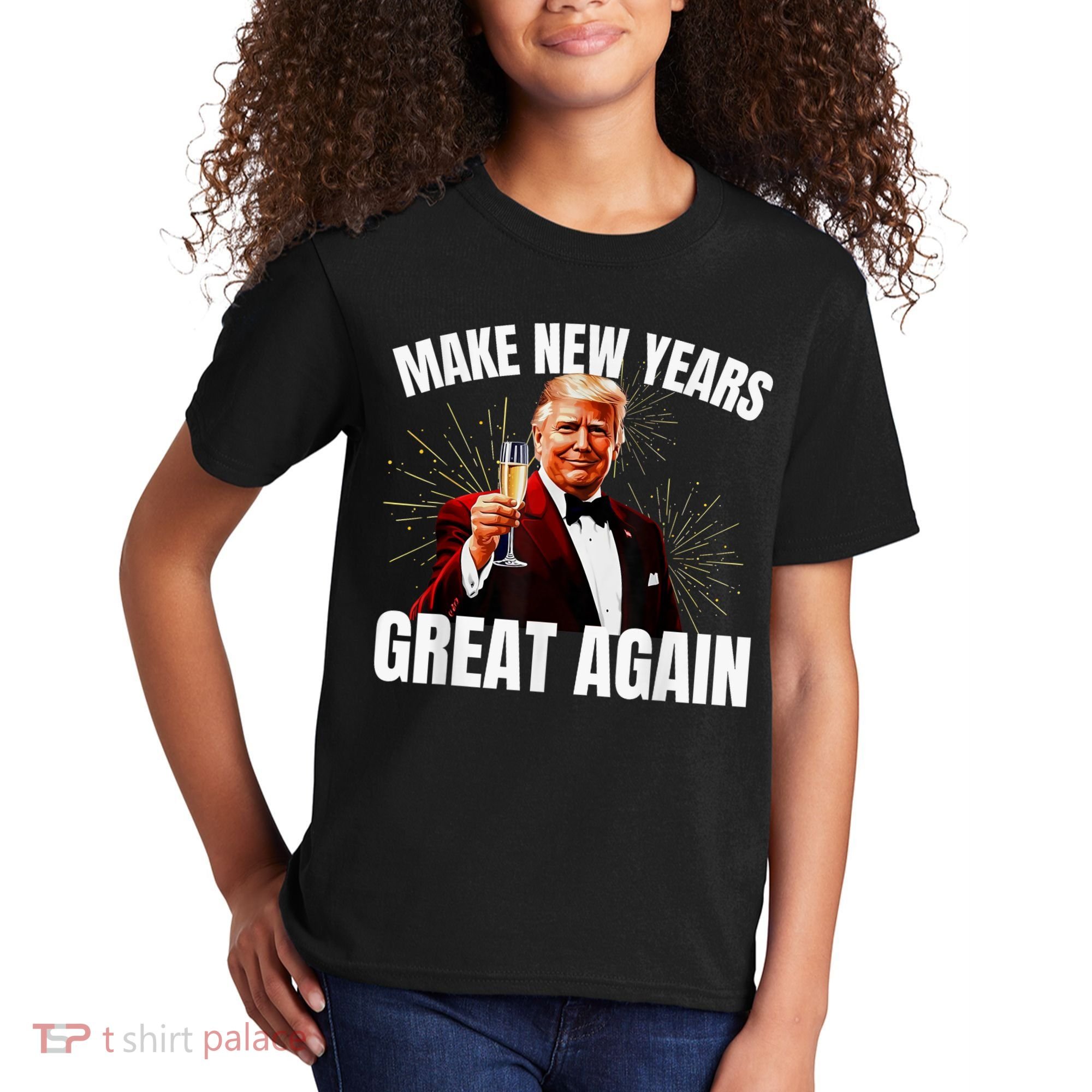 Trump Make New Year Great Again Happy New Years Eve Day 2025 Kids T-Shirt