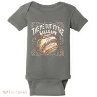 Take Me Out To The Ball Game Baseball Retro Baby Bodysuit thumb 0