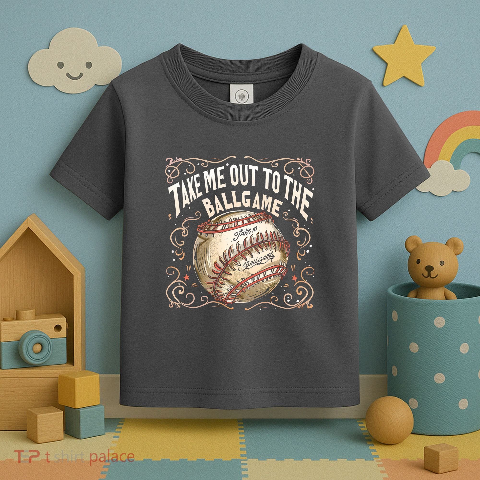Take Me Out To The Ball Game Baseball Retro Toddler T-Shirt