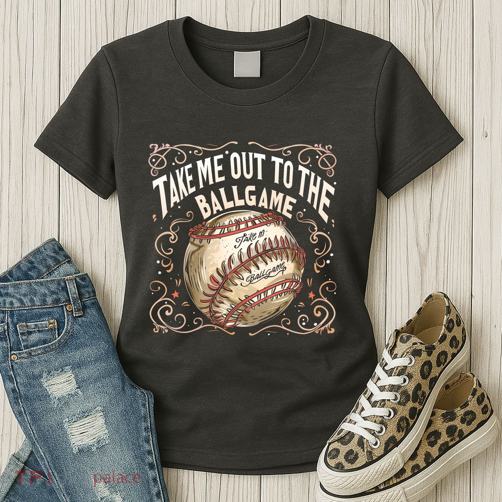 Take Me Out To The Ball Game Baseball Retro Women's T-Shirt
