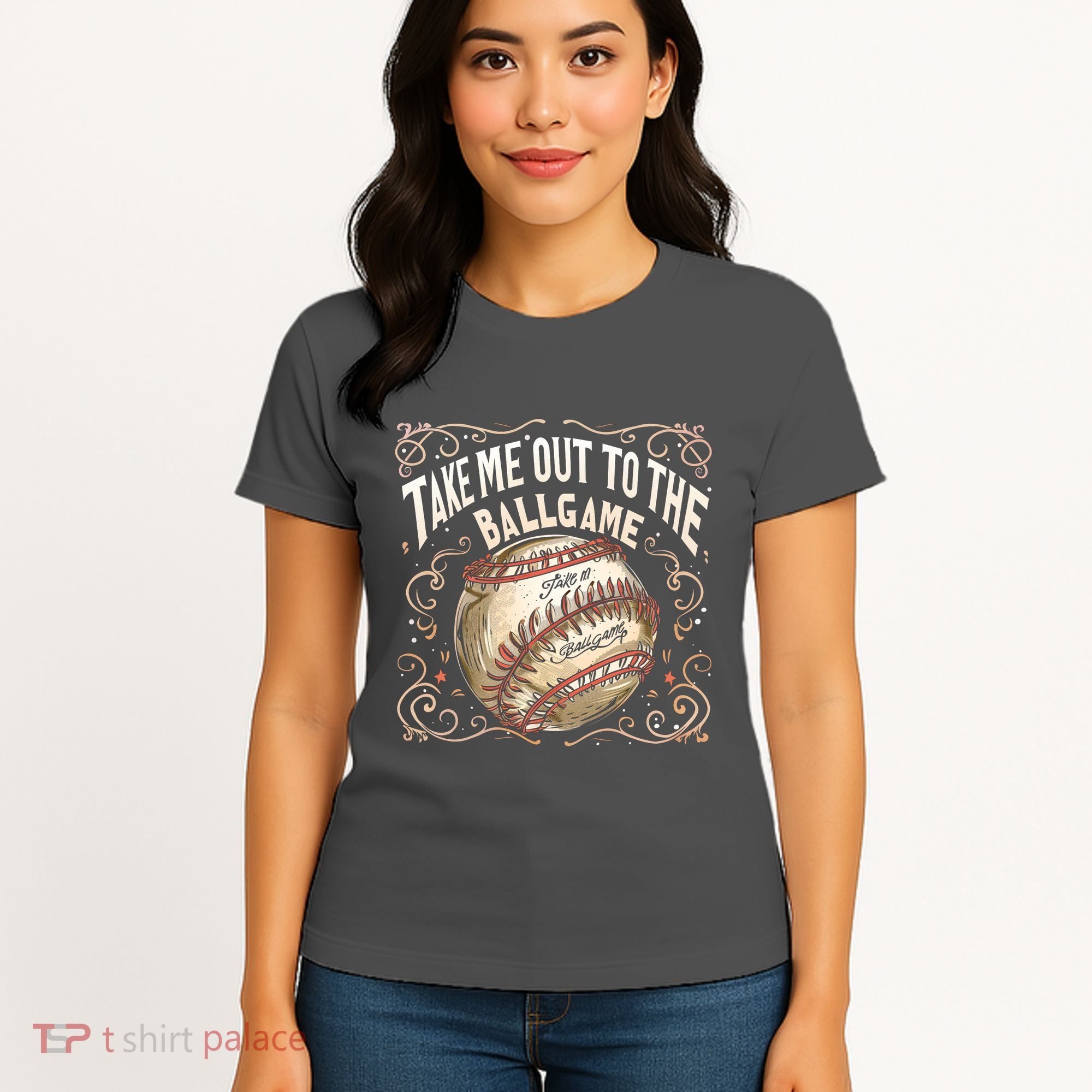 Take Me Out To The Ball Game Baseball Retro Women's T-Shirt