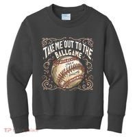 Take Me Out To The Ball Game Baseball Retro Kids Sweatshirt thumb 0