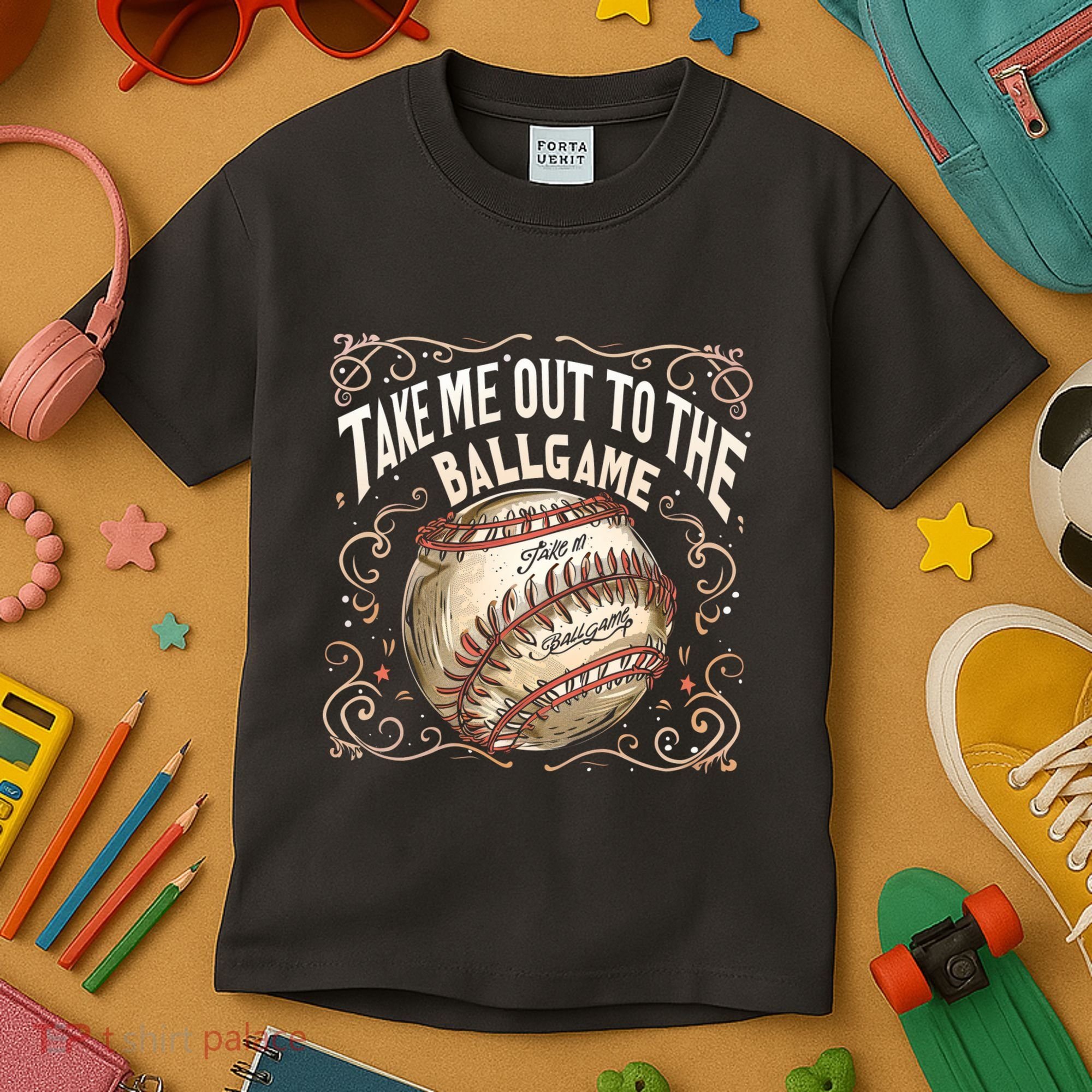Take Me Out To The Ball Game Baseball Retro Kids T-Shirt