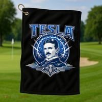 Tesla Master Of Lightning Golf Towel thumb 1