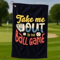Take me out to the ball game for a Baseball Fan Baseball Golf Towel thumb 1