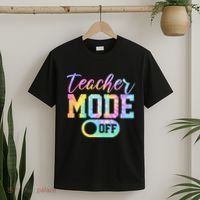 Teacher Mode Off Colorful Retro T-Shirt thumb 2