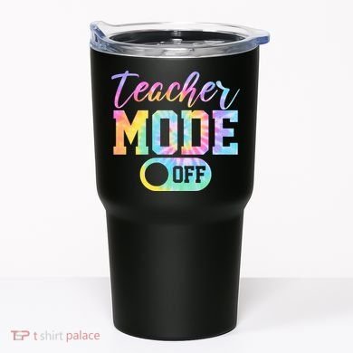 Teacher Mode Off Colorful Retro Tumbler