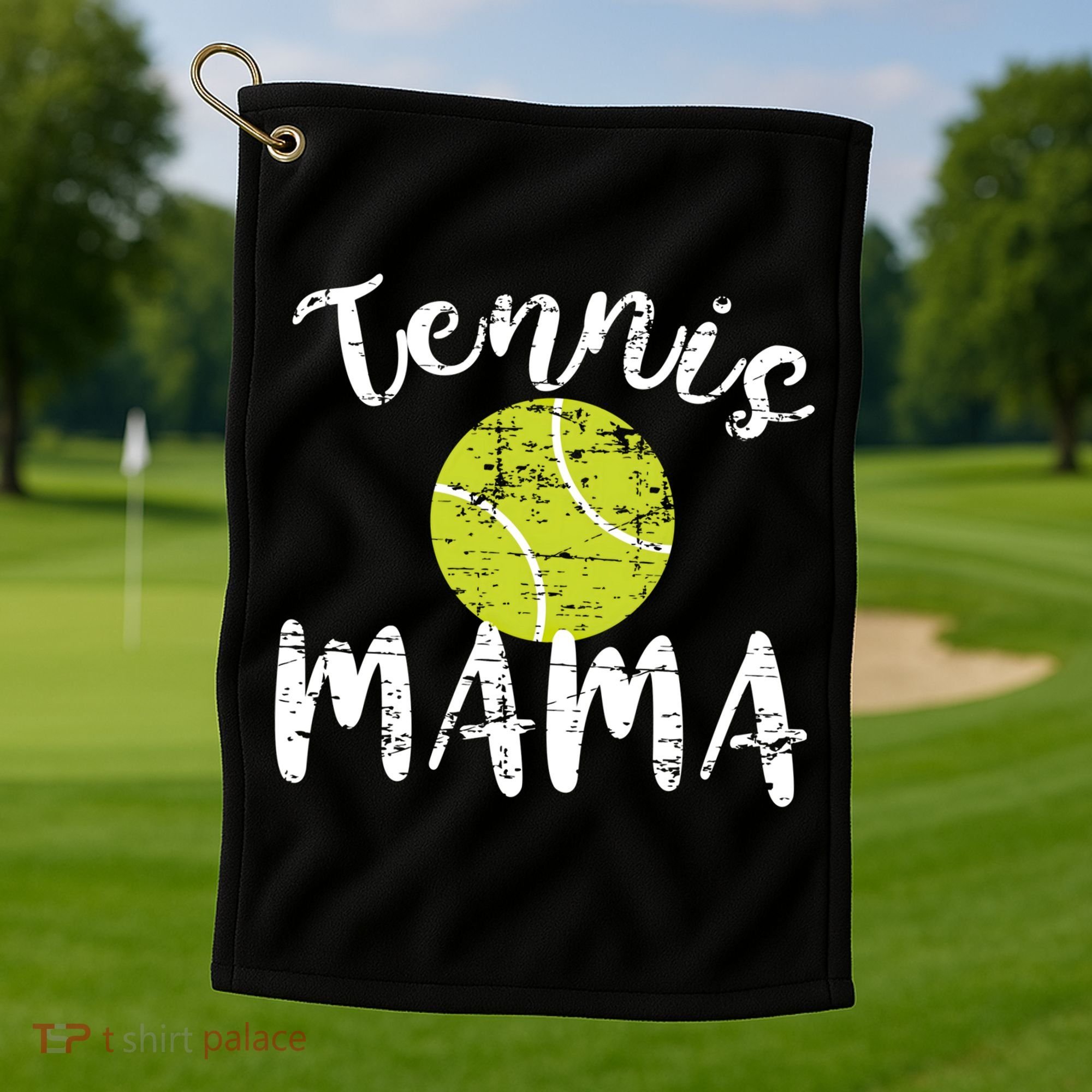 Tennis Mama Proud Mom Tennis Player Retro Distressed Great Gift Golf Towel