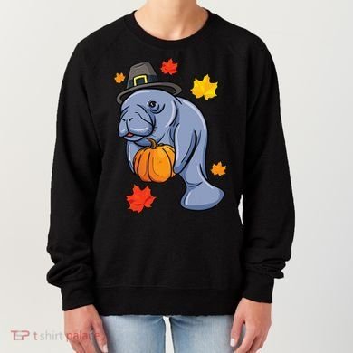 Thanksgiving Manatee Pilgrim Fall Pumpkin Dugong Women's Sweatshirt