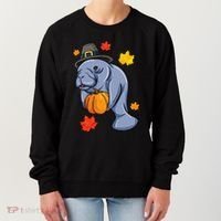 Thanksgiving Manatee Pilgrim Fall Pumpkin Dugong Women's Sweatshirt thumb 0