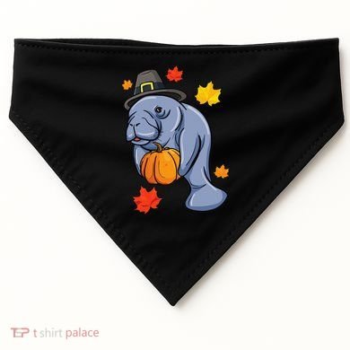Thanksgiving Manatee Pilgrim Fall Pumpkin Dugong USA-Made Doggie Bandana