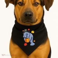 Thanksgiving Manatee Pilgrim Fall Pumpkin Dugong USA-Made Doggie Bandana thumb 1