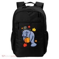 Thanksgiving Manatee Pilgrim Fall Pumpkin Dugong Backpack thumb 0
