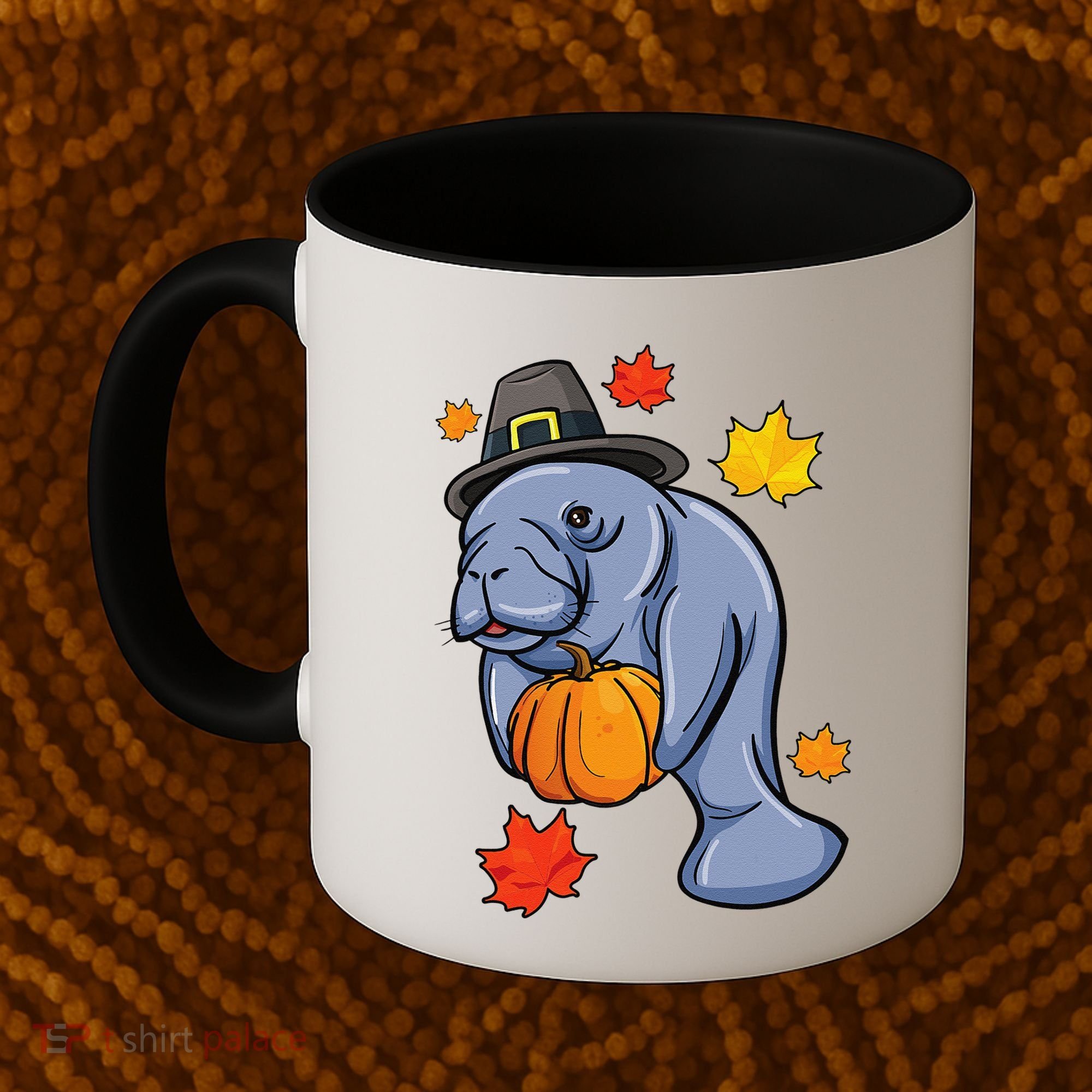 Thanksgiving Manatee Pilgrim Fall Pumpkin Dugong Coffee Mug