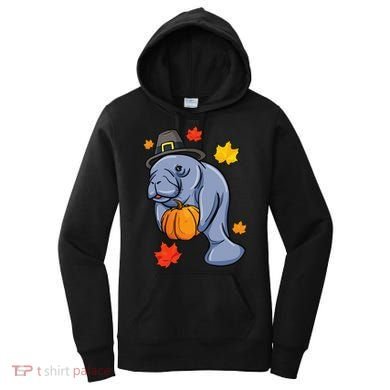 Thanksgiving Manatee Pilgrim Fall Pumpkin Dugong Women's Hoodie