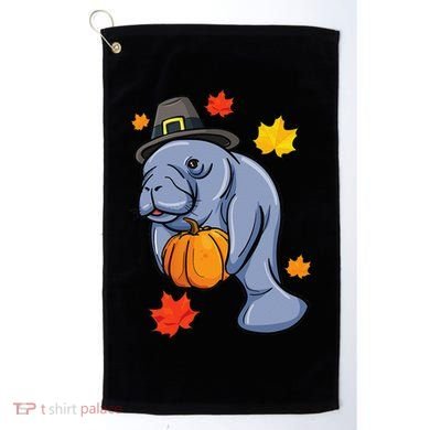 Thanksgiving Manatee Pilgrim Fall Pumpkin Dugong Golf Towel