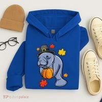 Thanksgiving Manatee Pilgrim Fall Pumpkin Dugong Hoodie thumb 4