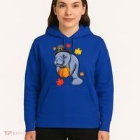 Thanksgiving Manatee Pilgrim Fall Pumpkin Dugong Hoodie thumb 5