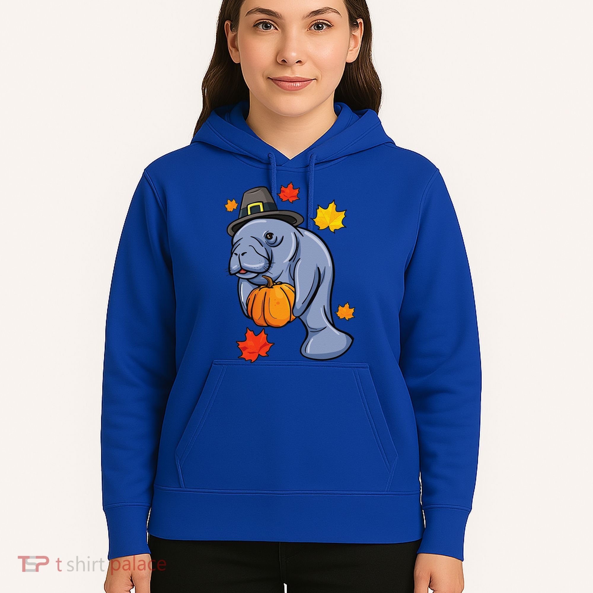 Thanksgiving Manatee Pilgrim Fall Pumpkin Dugong Hoodie