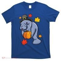 Thanksgiving Manatee Pilgrim Fall Pumpkin Dugong T-Shirt thumb 0