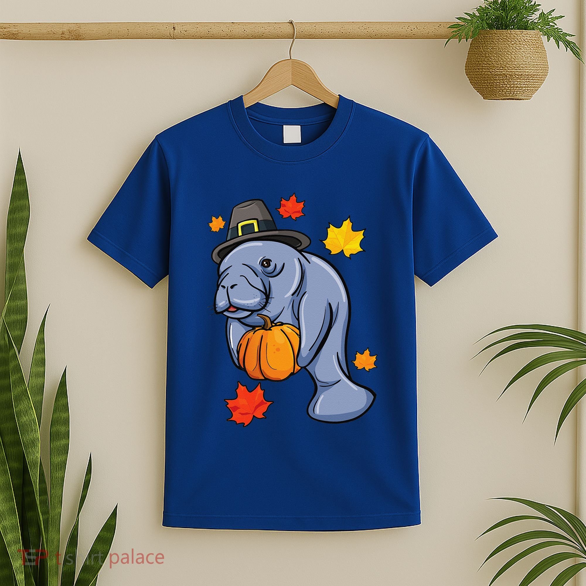Thanksgiving Manatee Pilgrim Fall Pumpkin Dugong T-Shirt