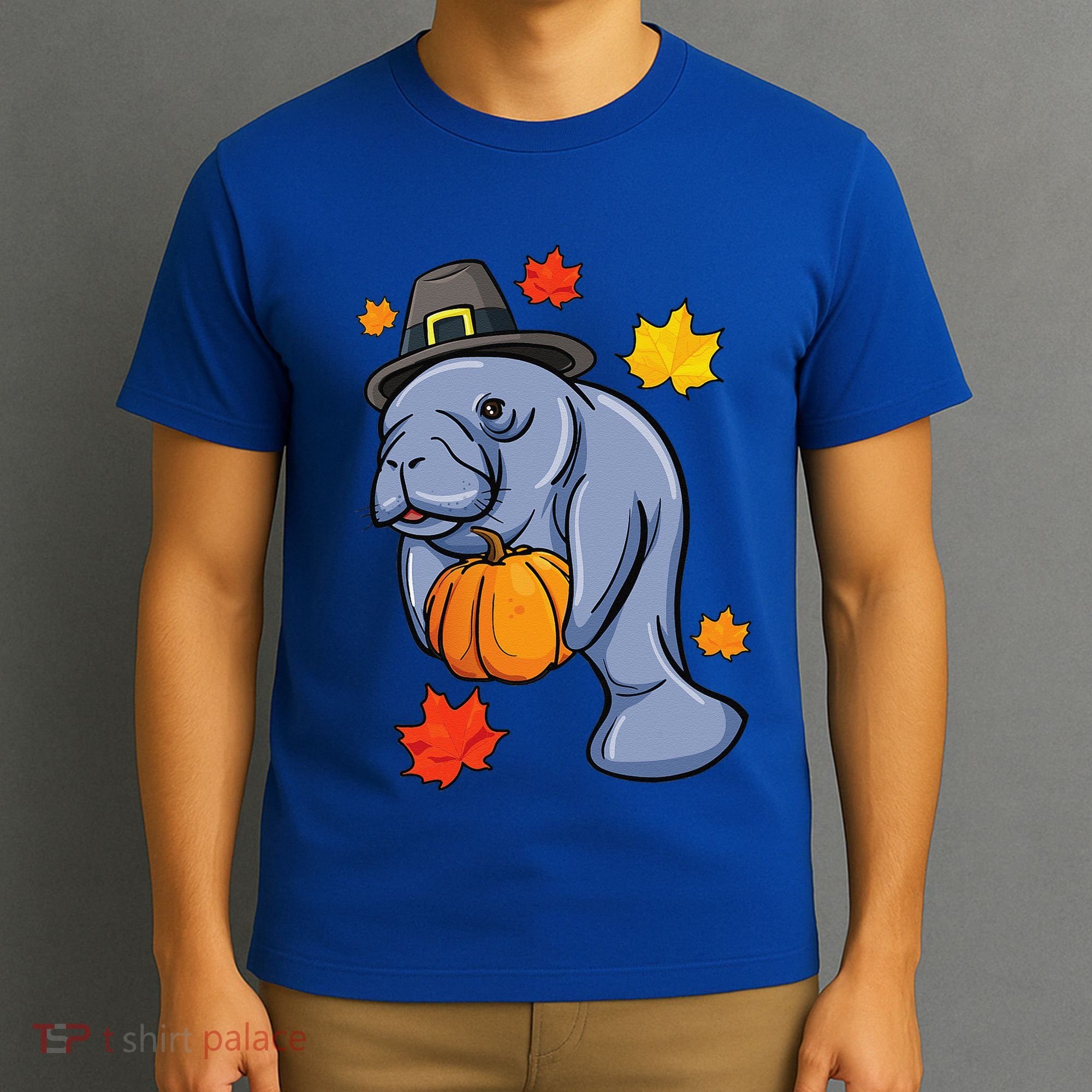 Thanksgiving Manatee Pilgrim Fall Pumpkin Dugong T-Shirt