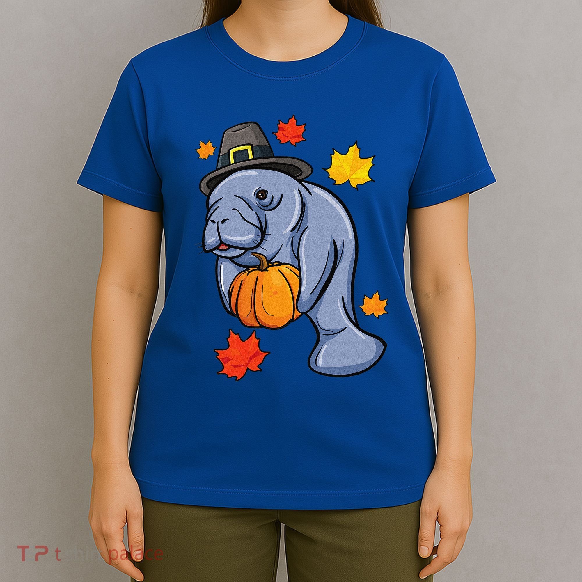 Thanksgiving Manatee Pilgrim Fall Pumpkin Dugong T-Shirt